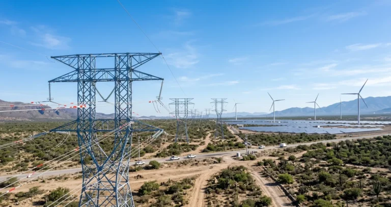 Proveedores de energía eléctrica en México — torres de transmisión, paneles solares y aerogeneradores de infraestructura energética