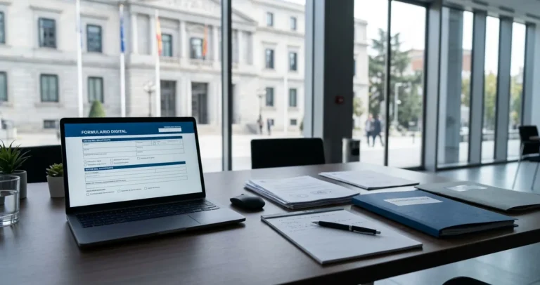 Documentos y formulario digital para el padrón de proveedores de la Secretaría de Finanzas en una oficina gubernamental