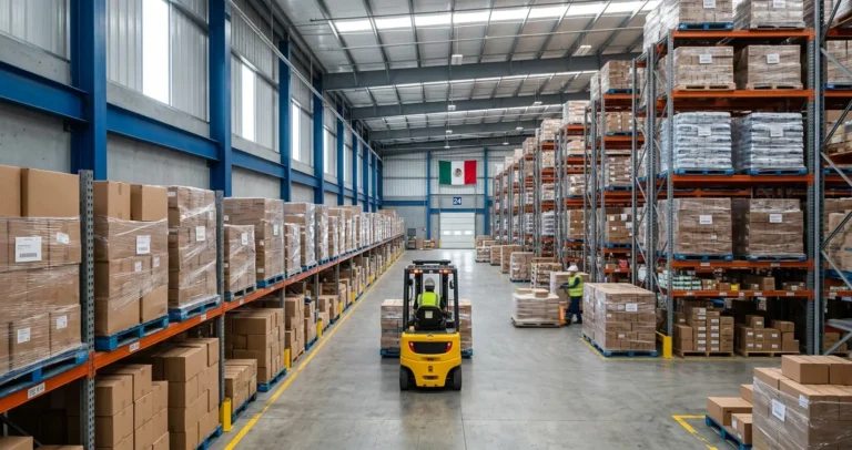 Distribuidores mayoristas en México — Centro de distribución B2B con racks y tarimas