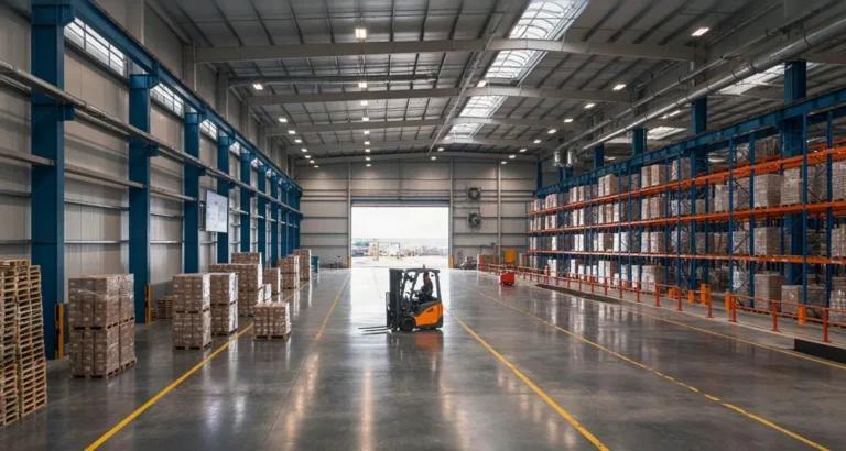 Empresas distribuidoras mayoristas de alimentos en Mexico: centro de distribución B2B con tarimas de abarrotes y cadena de frío