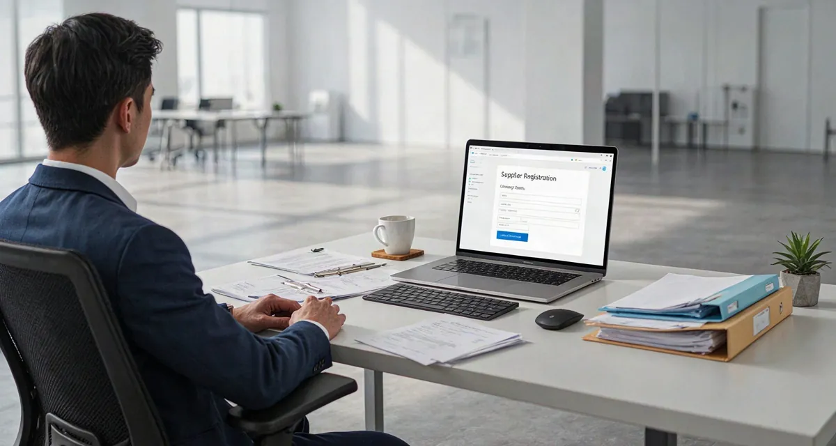 Como saber el numero de registro nacional de proveedores: consulta del RNP por RUC en la pantalla de una laptop dentro de una oficina de compras corporativa