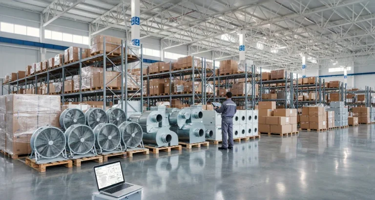 Distribuidores de Soler Palau en Mexico: almacén mayorista B2B con ventiladores axiales y extractores industriales listos para embarque